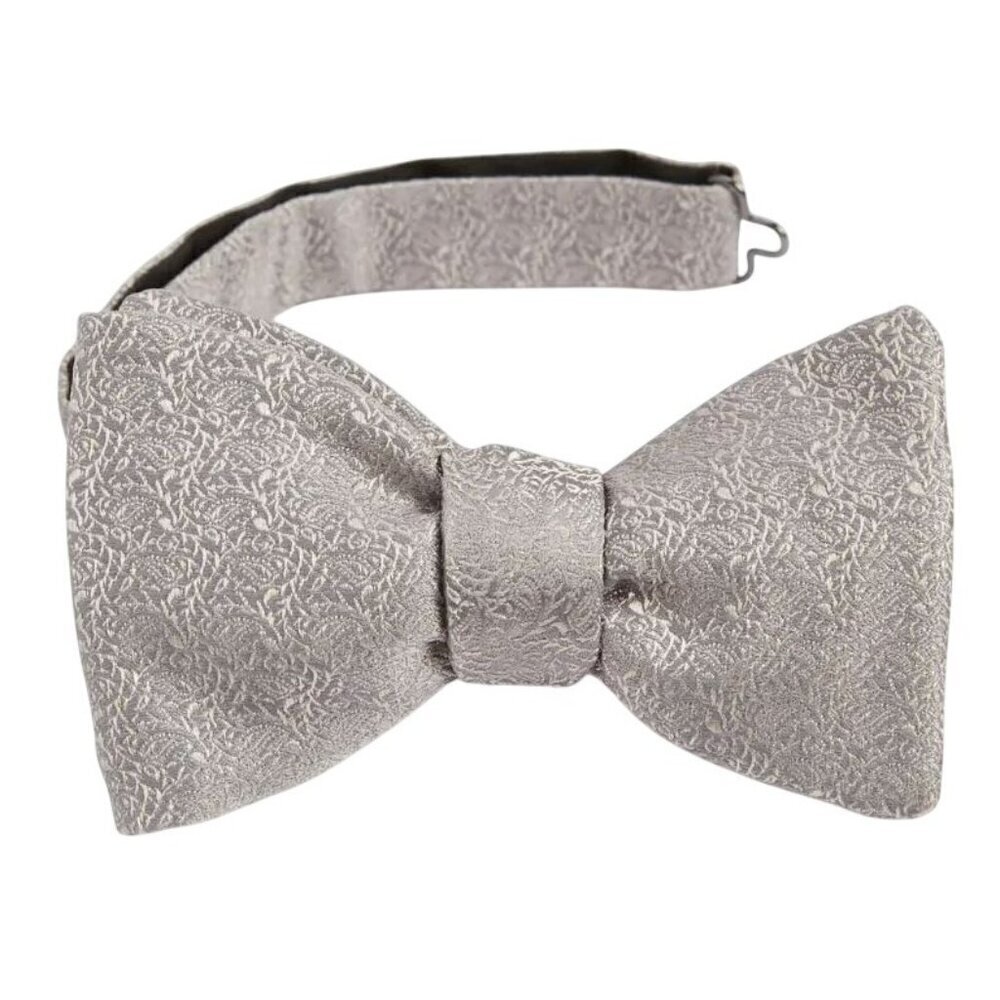 Eton Mens Gray Silk Jacquard Pre Tied Formal Bow Tie New